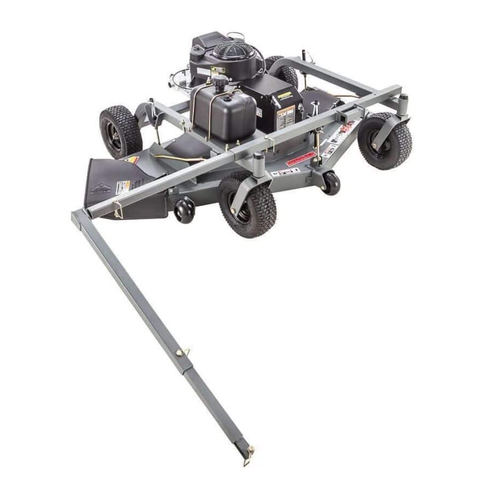 Swisher Fast Finish 60" commercial mower, gray with a Kawasaki engine and sturdy wheels.