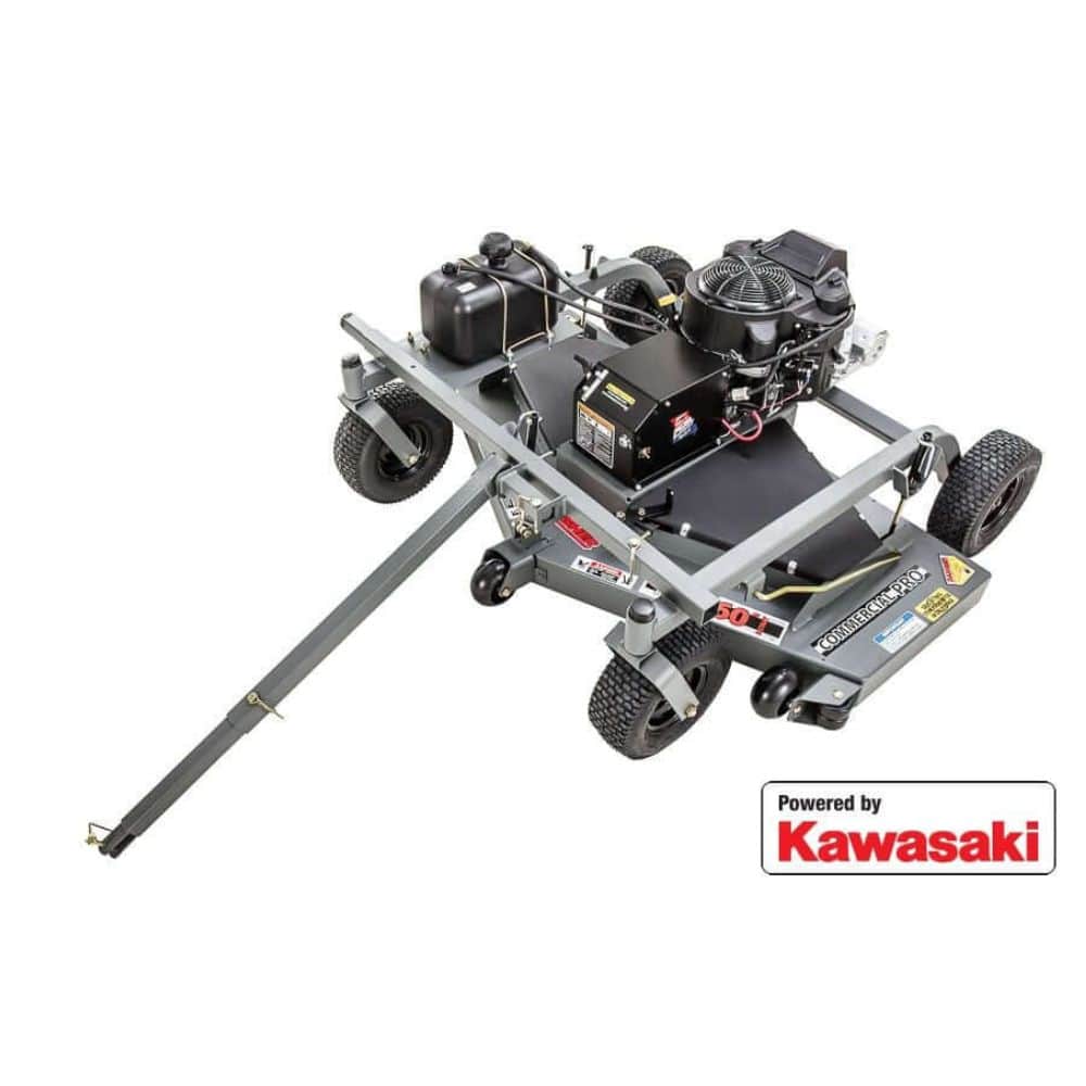 Swisher Fast Finish 60" commercial mower, gray with a Kawasaki engine and sturdy wheels.