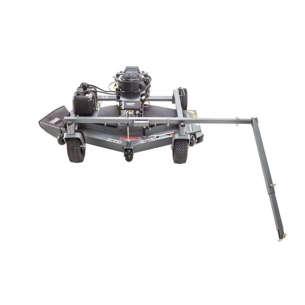 Swisher Fast Finish 60" 14.5 HP 12V mower, gray with a top-down view and large wheels.