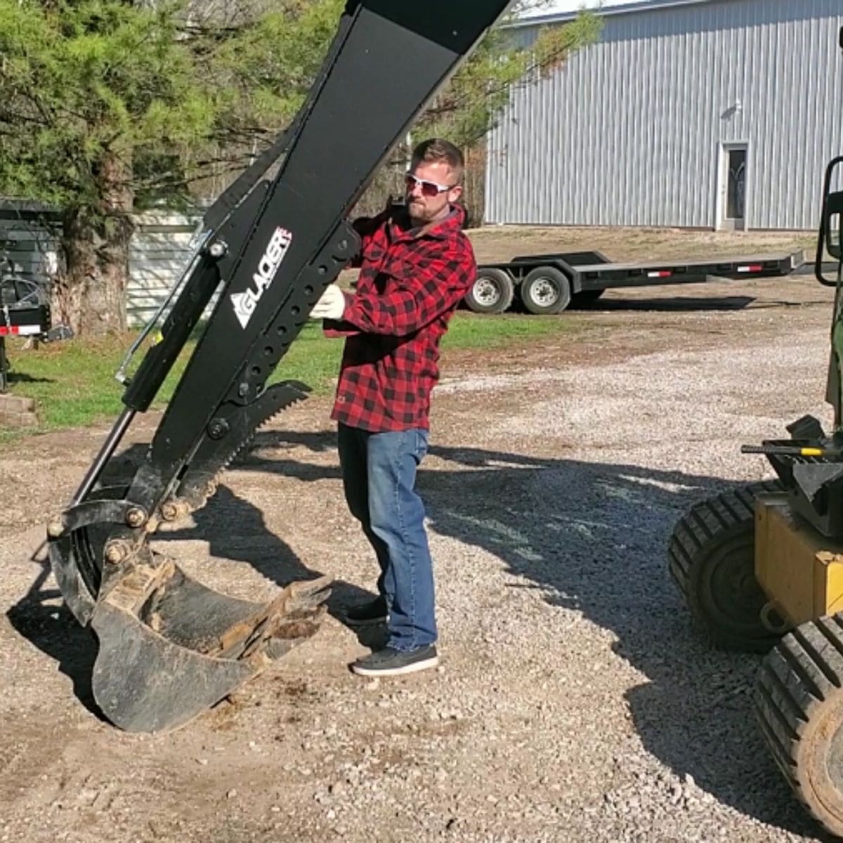 Skid Steer Backhoe Attachment — Glacier In Use