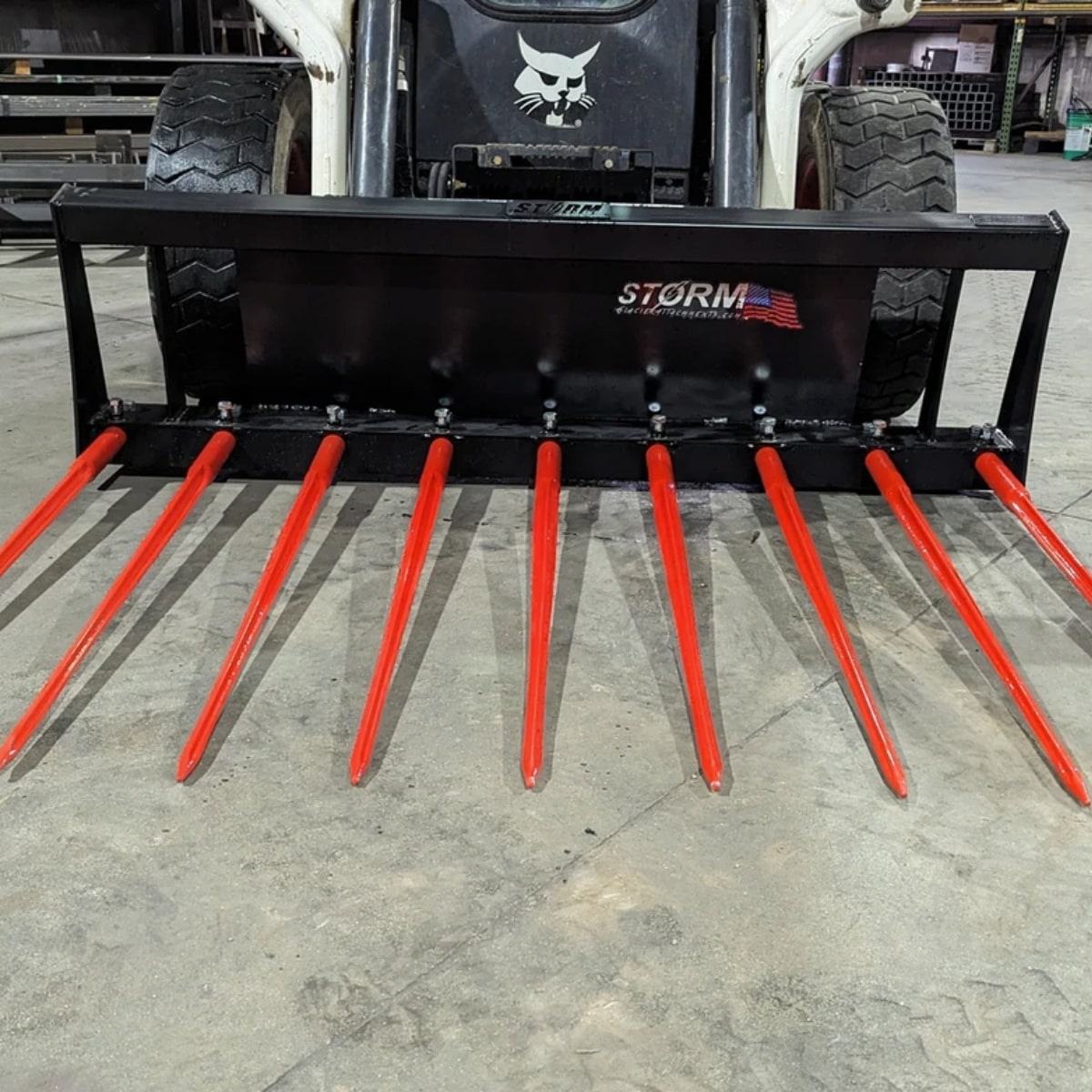 Storm Attachments 68 inch Manure Fork Attachment Front View