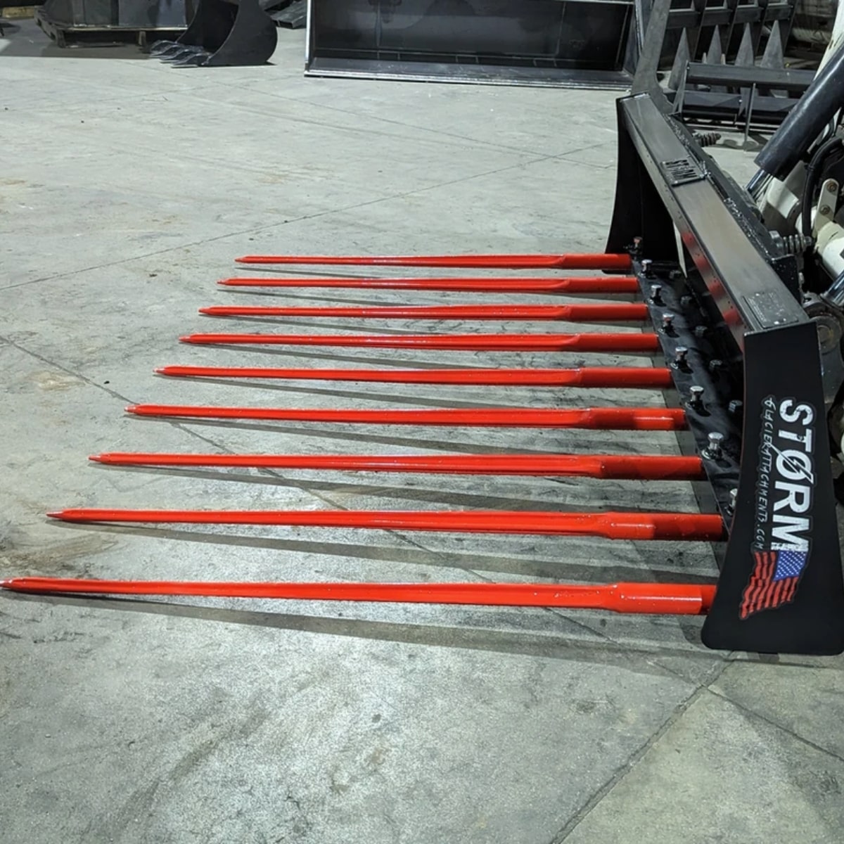 Storm Attachments 68 inch Manure Fork Attachment Side View