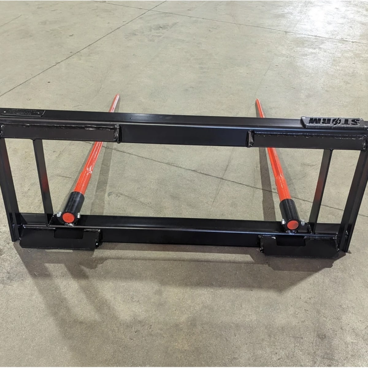 Storm Attachments Double Hay Bale Spear Attachment Back View