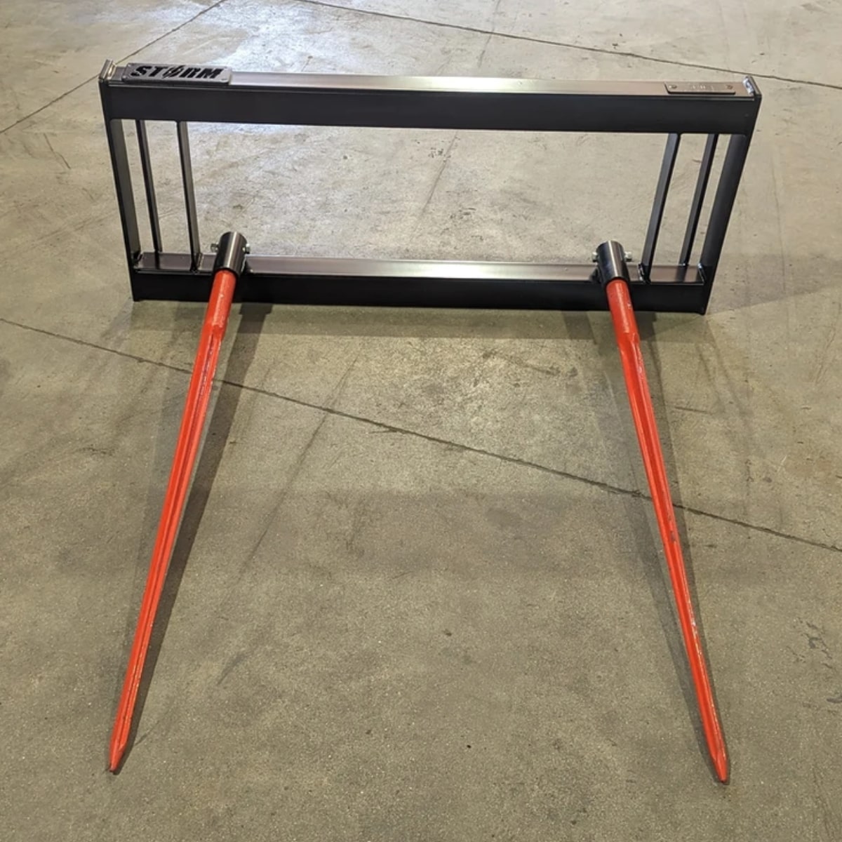 Storm Attachments Double Hay Bale Spear Attachment Front View