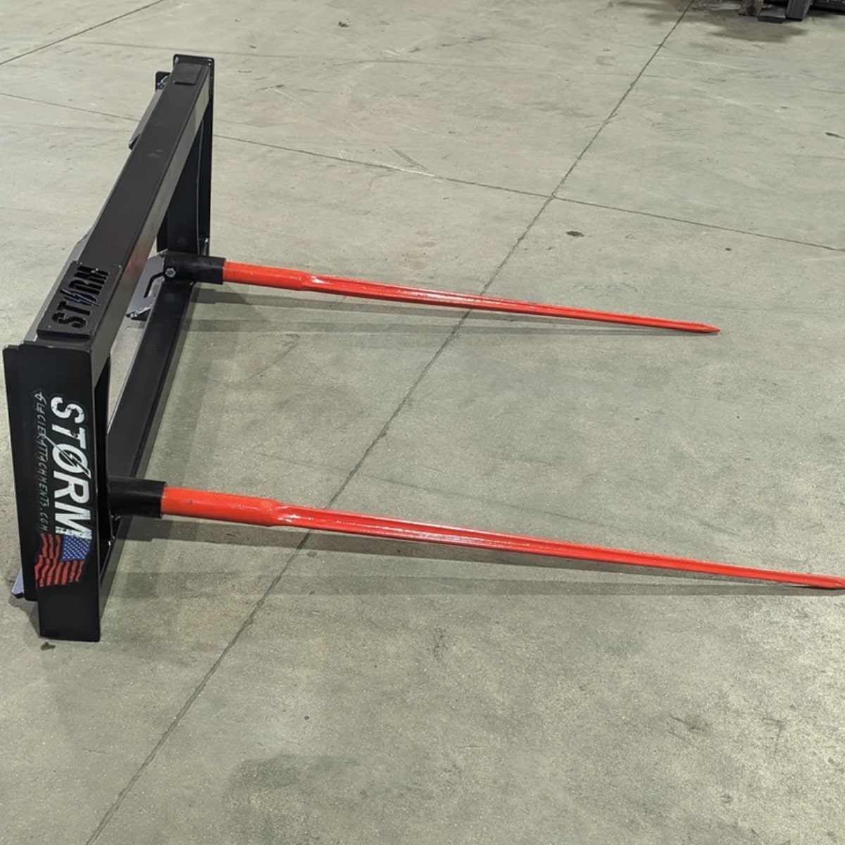 Storm Attachments Double Hay Bale Spear Attachment Right Side View