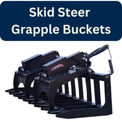 Grapple Bucket for Skid Steer in Black