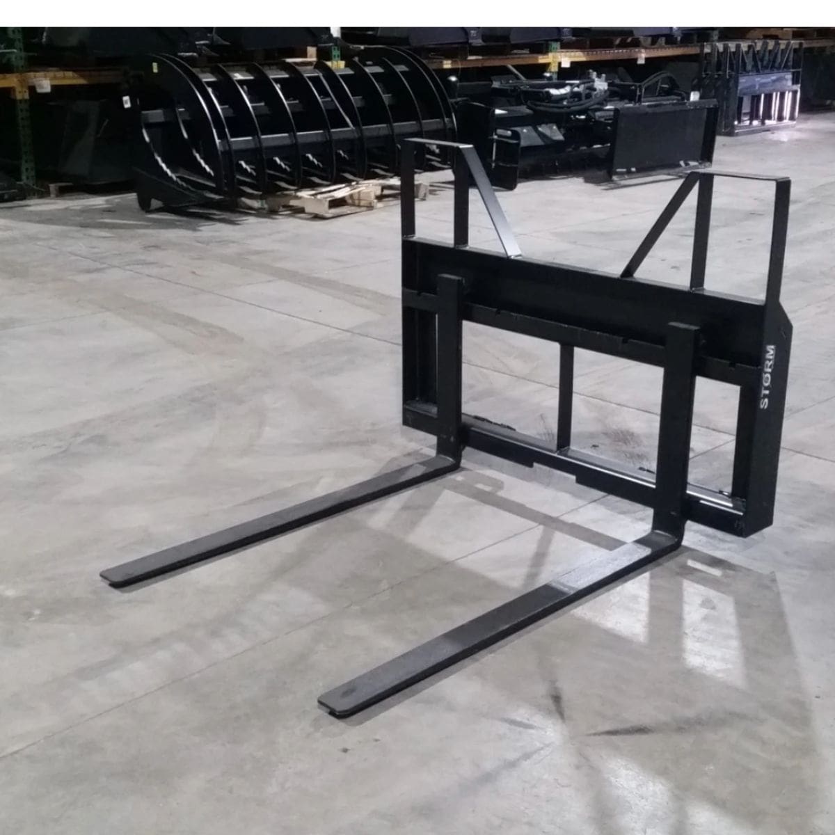 2000 Lb Quick Attach Pallet Forks — Storm Attachments - Front Left View
