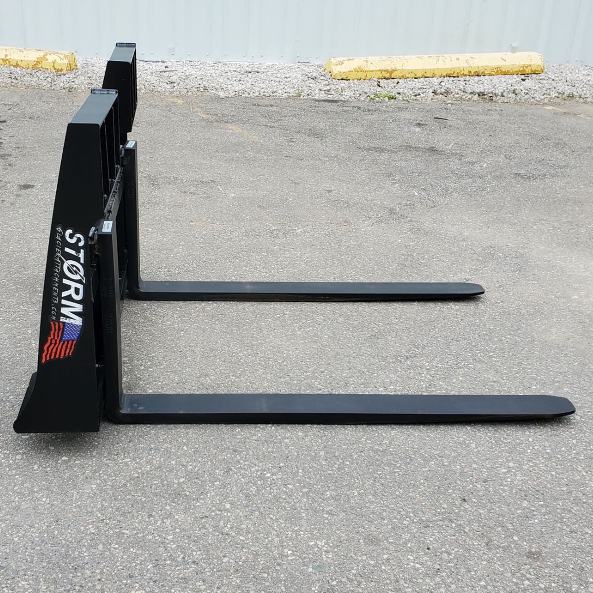 Enhanced stability and visibility with Storm Pallet Forks, featuring a 36-inch tall rack.