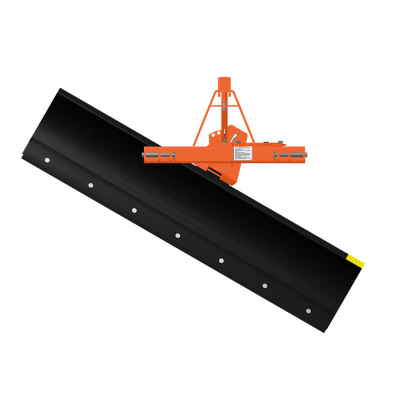BEFCO Heavy Duty Rear Blade for Tractor, angled view, black with orange mounting frame and yellow tip.