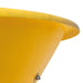 BEFCO Poly Hop Broadcast Spreader, yellow, angled view with a wide, shallow hopper design.