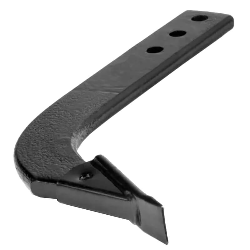 BEFCO Tractor Grading Scraper replacement blade, black, angled design with three mounting holes.