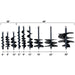 BEFCO Model 209-531 auger set for mole post hole digger, various sizes, black finish.