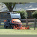 BEFCO Cyclone C30-CE5H Grooming Mower, front view, orange with rotary blades and wheels.