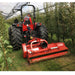 BEFCO Destroyer D90 Flail Shredder, red, angled view with robust wheels and cutting blades.