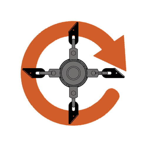BEFCO Hurricane H70 Flail Mower angled view, featuring a central cutting blade and rotating elements.