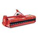 BEFCO Hurricane H70 Flail Mower, red, angled view with solid cutting blades and robust build.