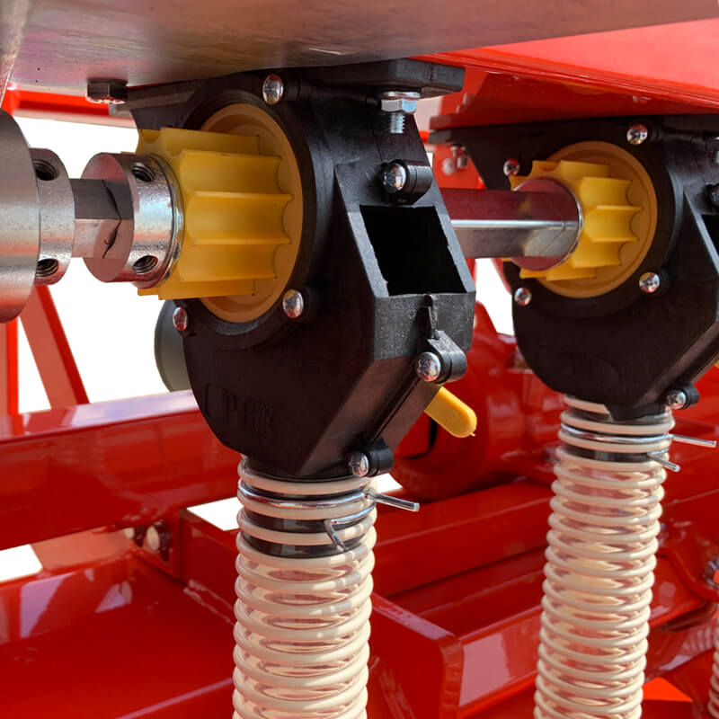BEFCO Primary Seeder SRT close-up view, featuring black and yellow components with durable tubing.