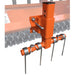 BEFCO Primary Seeder SRT attachment, orange with springs and metal rods for soil preparation.