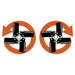 BEFCO T40 Rotary Tiller blades illustration, featuring black rotating tines with orange circular arrows.