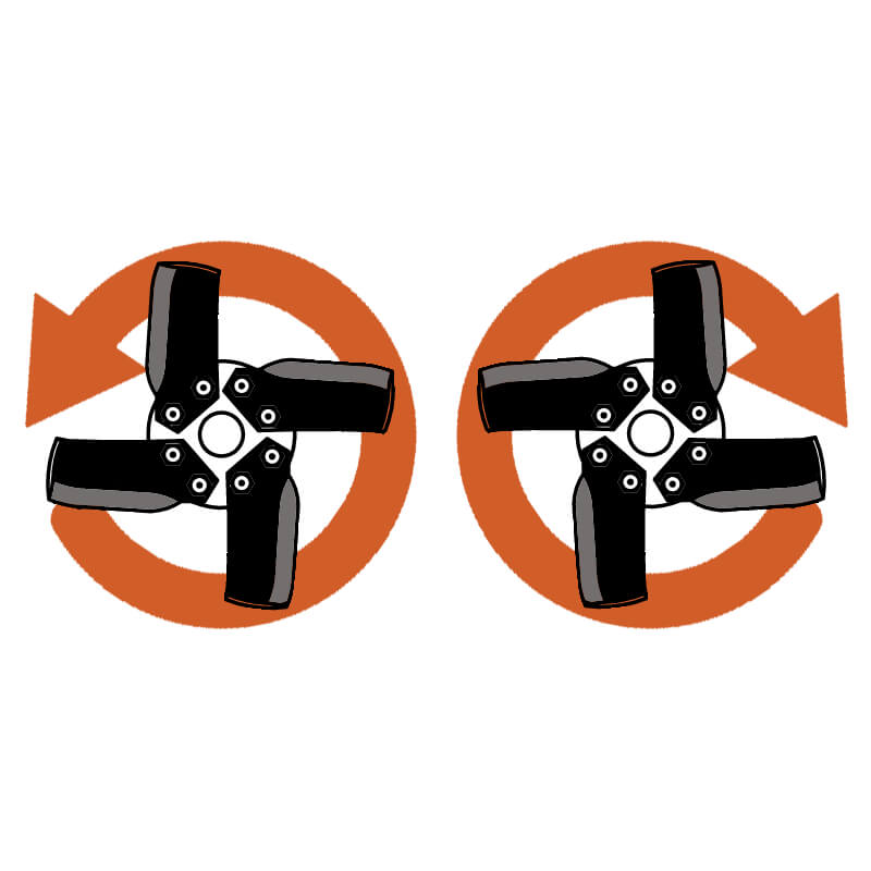 BEFCO T50 Rotary Tiller blades illustration, featuring dual rotating black blades with green accents.