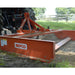 BEFCO Tractor Grading Scraper in orange, front view with adjustable grading blade and attachment.