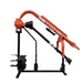 Bergco Hook-Up Stand for Post Hole Diggers, orange and black, angled view with auger attachment.