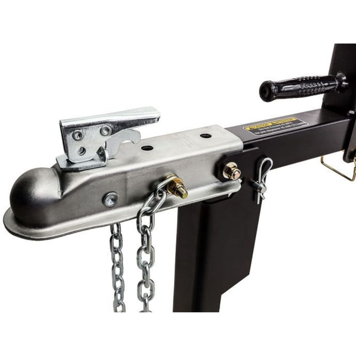 Close-up of Swisher Log Splitter's Hitch and Safety Features