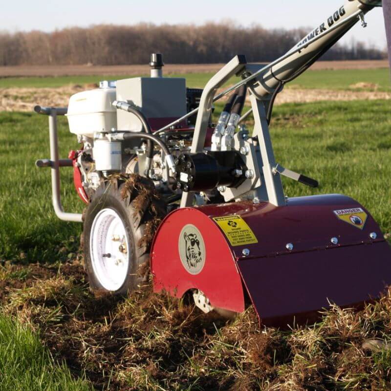 Commercial Tiller Power Dog PD213 Series, powered with a 13-hp Honda engine and comes standard with electric start.