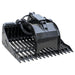 Cyclops Solo Grapple Prime Attachments, black, front view with multiple tines and hydraulic connections.