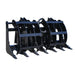 Dual Clamshell Grapple for Skid Steer, black, front view with multiple curved claws and robust design.
