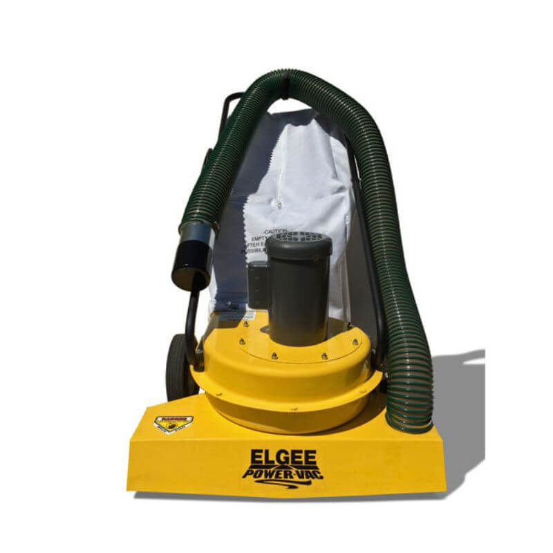 Elgee Power Vac electric vacuum, yellow with hose, bag, and front view design.