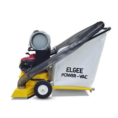 Elgee Power-Vac with hose and collection bag side view.