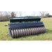Alt text: "Firminator G3 - Disks and Cultipackers in green with ridged discs, on grass."