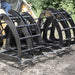 Forestry Grapple for Skid Steer by Prime Attachments, black, front view, highlighting curved claws.