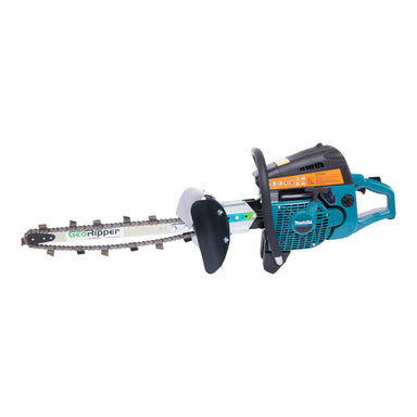 GeoRipper 820 Trencher in teal with guide bar, handle, and protective cover.