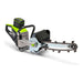 GeoRipper e/B 500 GreenWorks Trencher, angled view, featuring green accents and a cutting chain.