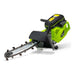 GeoRipper GR20 Trencher, green and black, angled view showcasing chain and handle.