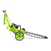 GeoRipper GR27 Trencher side view, bright green with wheels and adjustable handlebars.