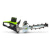 GeoRipper e/B 500 GreenWorks Trencher side view, featuring green accents, handle, and cutting chain.