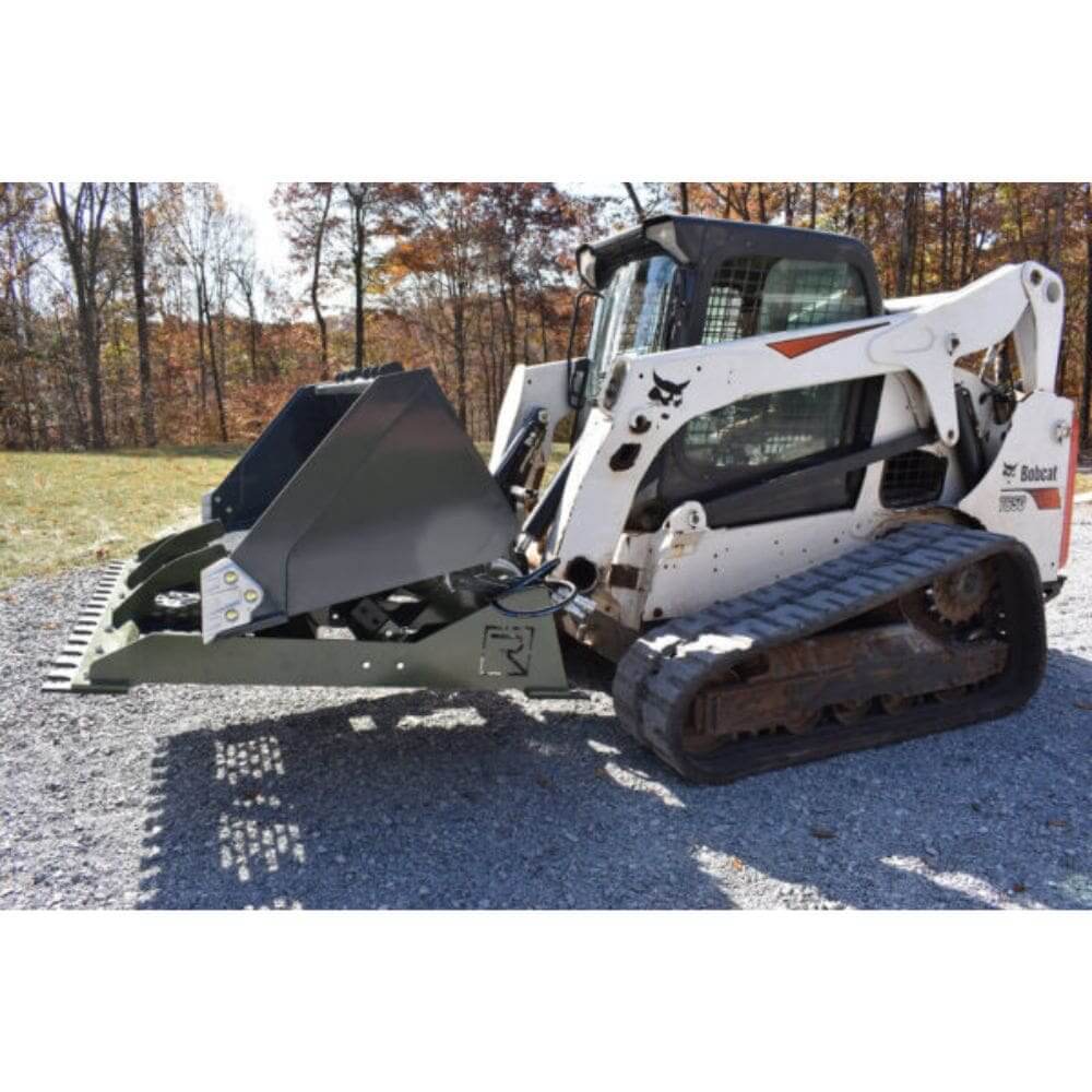 Heavy Duty Land Leveler 6-8 Ft by Roadrunner Equipment, angled view with gray metal attachment and mounting frame.