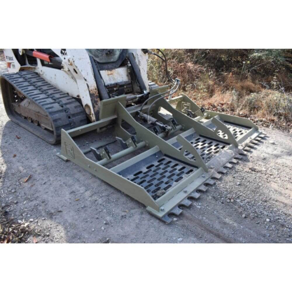 Heavy Duty Land Leveler 6-8 Ft by Roadrunner Equipment, green with angled front and metal frame.