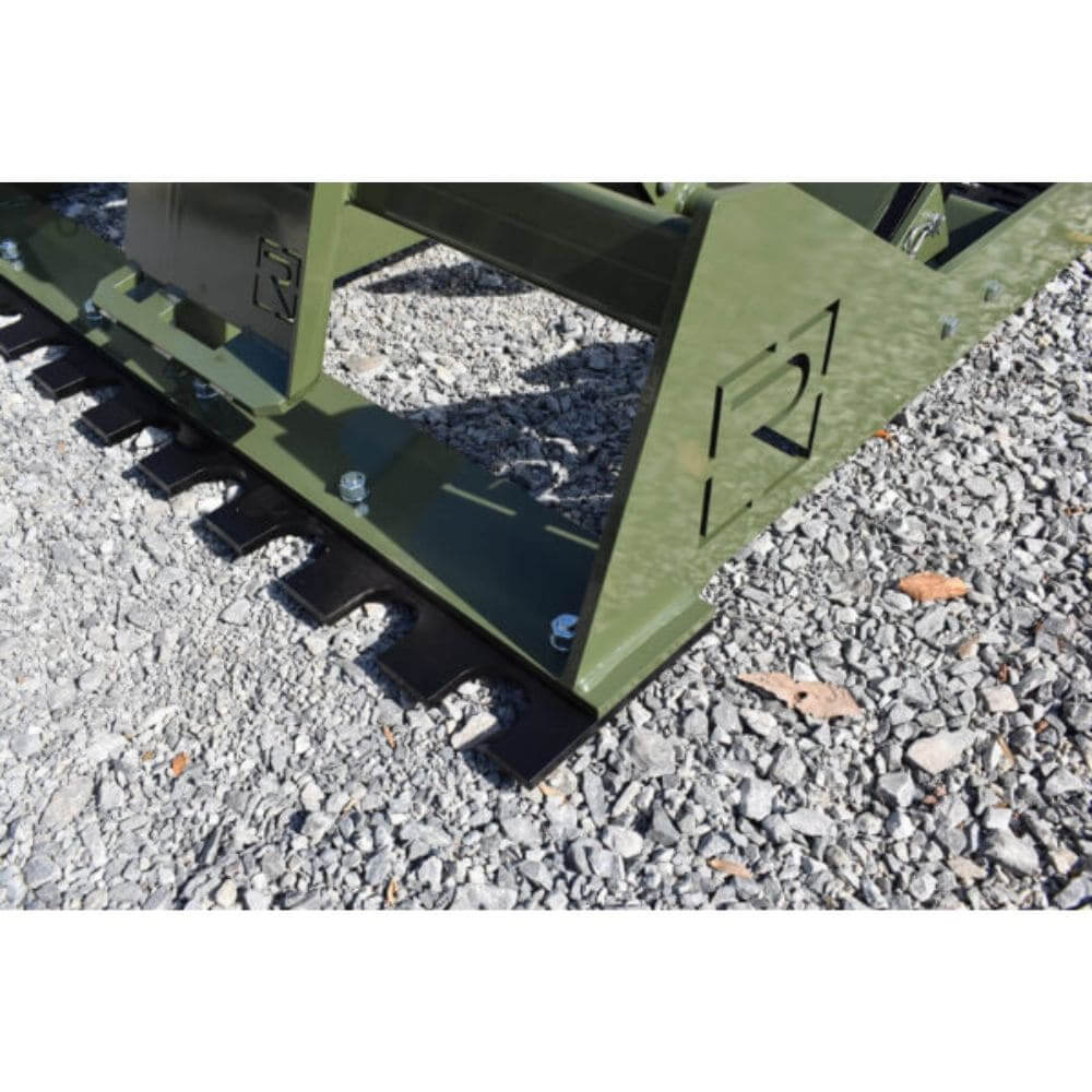 Heavy Duty Land Leveler 6-8 Ft by Roadrunner Equipment, green, angled view featuring robust metal design.