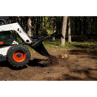 Heavy Duty Stump Grapple Bucket 6-8 Ft, black, angled view, designed for effective stump removal.