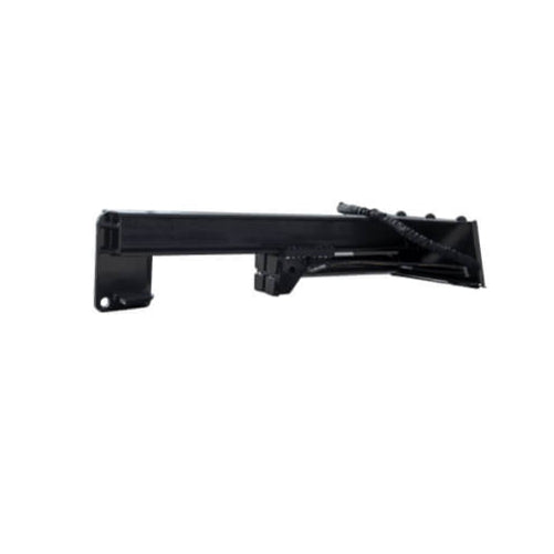 Inverted Log Splitter for Skid Steer — Prime Attachments, angled view, black with hydraulic controls.
