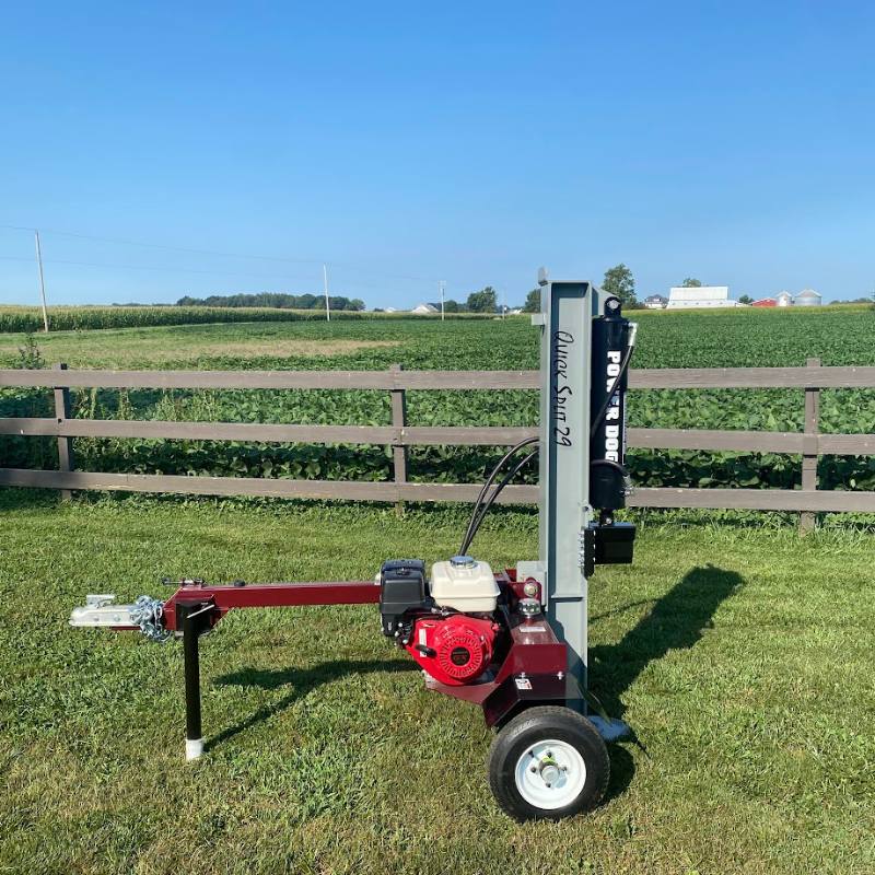 Power Dog Quick Split log splitter in vertical position for upright wood splitting mode.