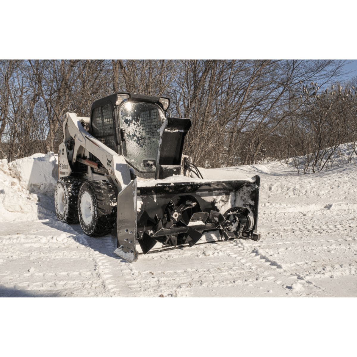 Prime Attachments Skid Steer Snow Blower Attachment outdoor when use sample on wheels
