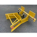 Roadrunner Multi Task Skid Steer Paver Mount, yellow, angled view with hydraulic features.
