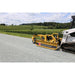 Roadrunner Skid Steer Grader Attachment, yellow front view with wheels for effective grading.