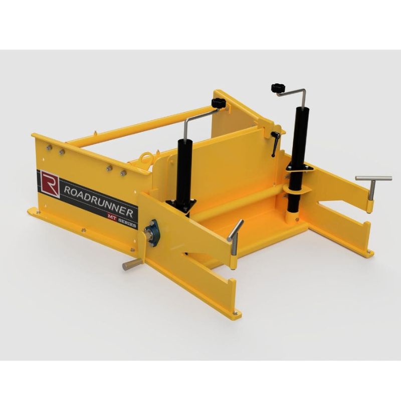 Roadrunner Bucket Mounted Paver Attachment Back View in Hellow