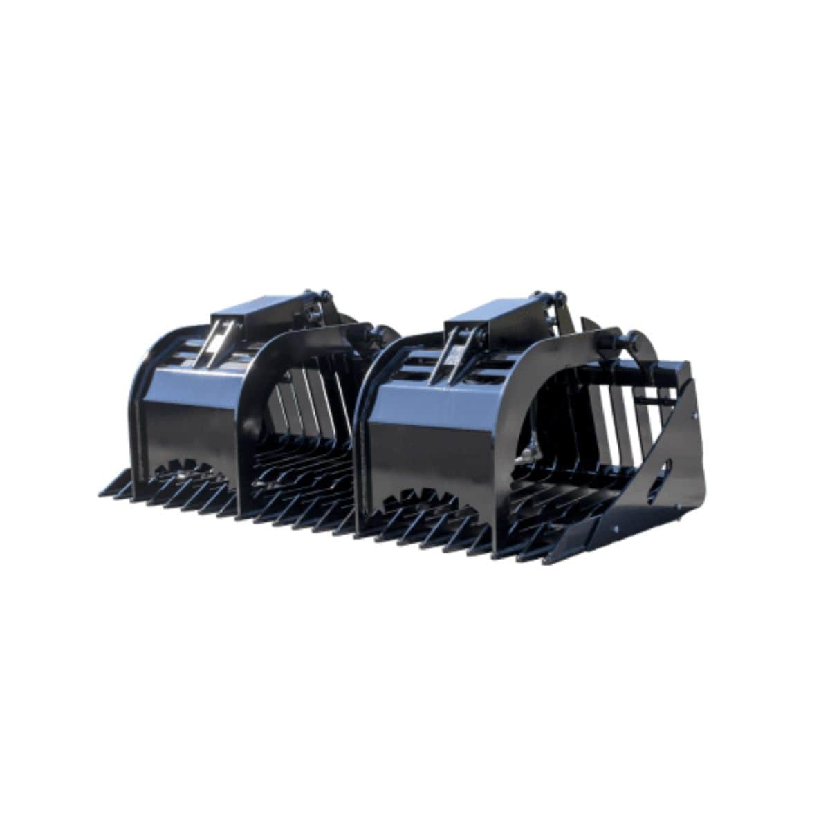 Rock and Brush Grapple by Prime Attachments, black, angled view with dual claw design.